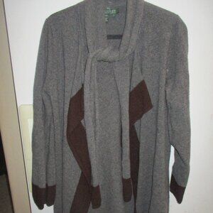 Lauren Ralph Lauren Wool Cashmere Cardigan gray brown m